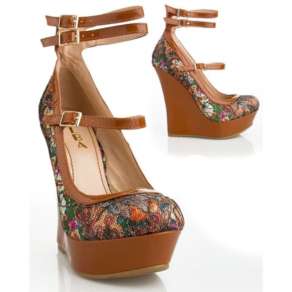 Alba Shoes - New Tan Wedge Heels Paristan